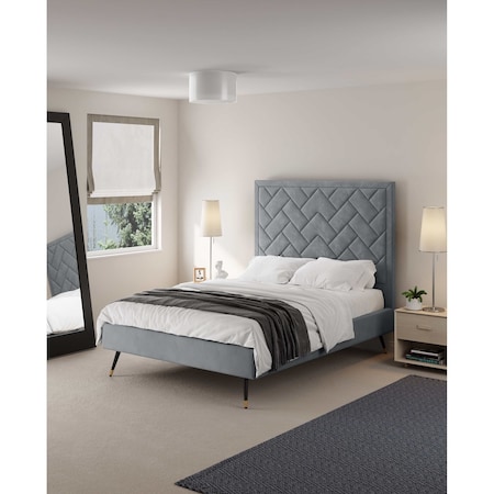 Manhattan Comfort Crosby Full- Size Bed in Grey BD009-FL-GY
